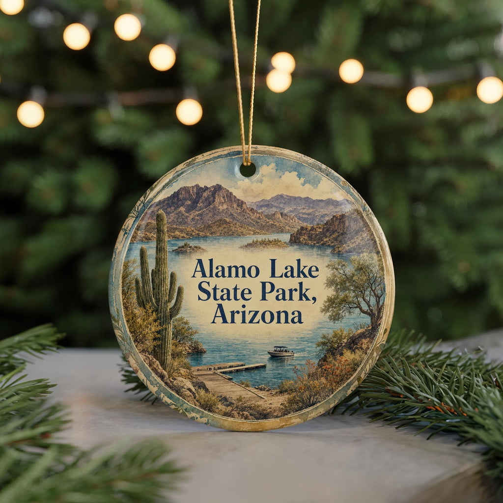 Alamo Lake State Park Arizona Ceramic Ornament, Watercolor Park Landscape Souvenir, Travel Keepsake Gift — photo 7
