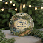 Banning State Park Minnesota Watercolor Ceramic Ornament, Sandstone Cliffs, Kettle River, Pine Forest Souvenir Gift — photo 7