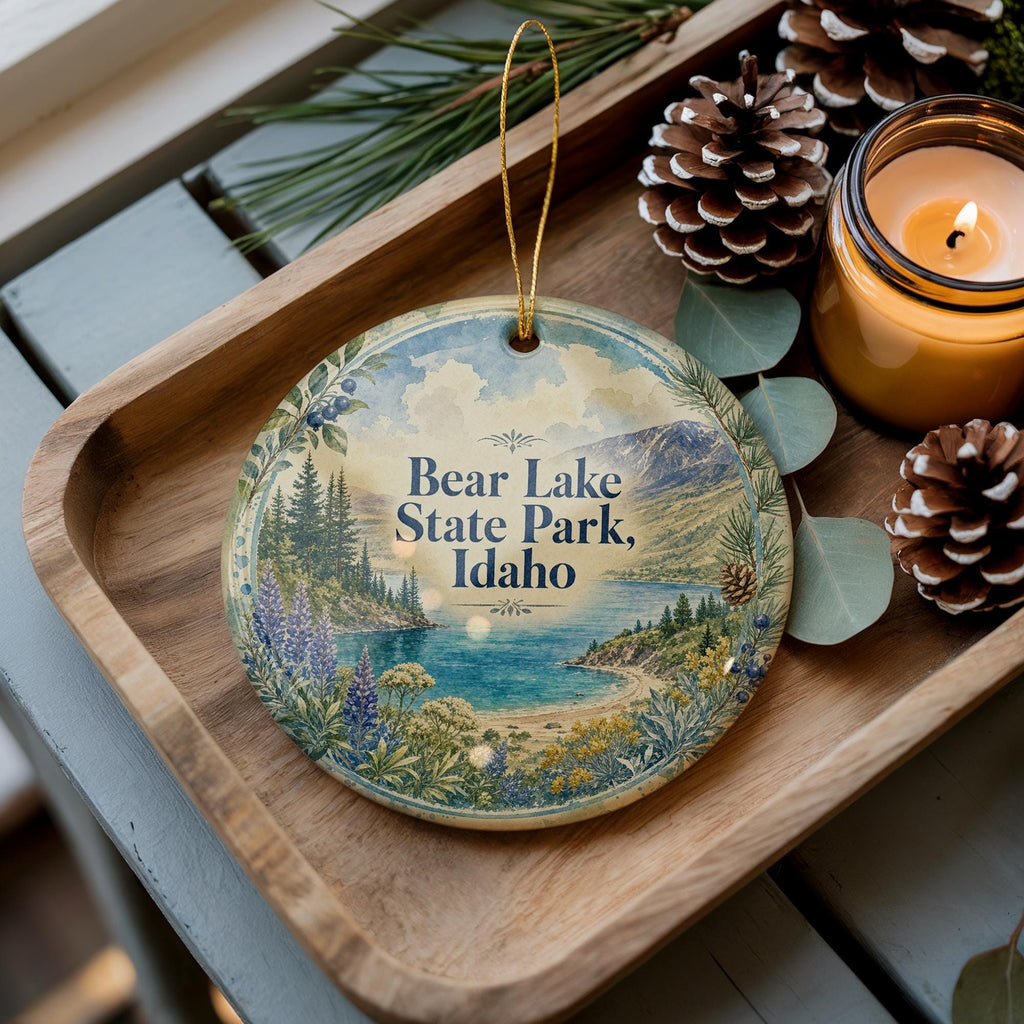 Bear Lake State Park Idaho Watercolor Ceramic Ornament, Scenic Idaho State Park Souvenir, Bear Lake Travel Keepsake Gift — photo 2