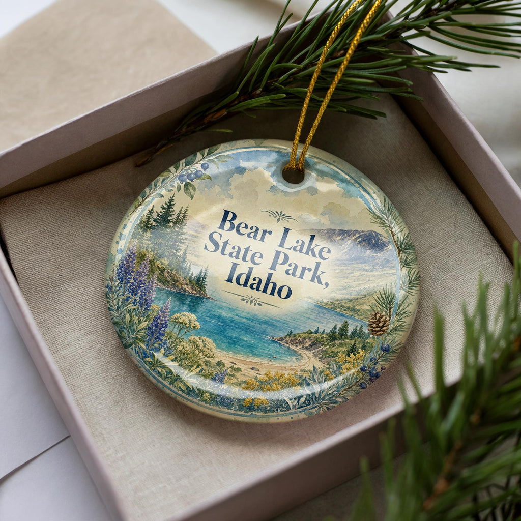 Bear Lake State Park Idaho Watercolor Ceramic Ornament, Scenic Idaho State Park Souvenir, Bear Lake Travel Keepsake Gift — photo 3