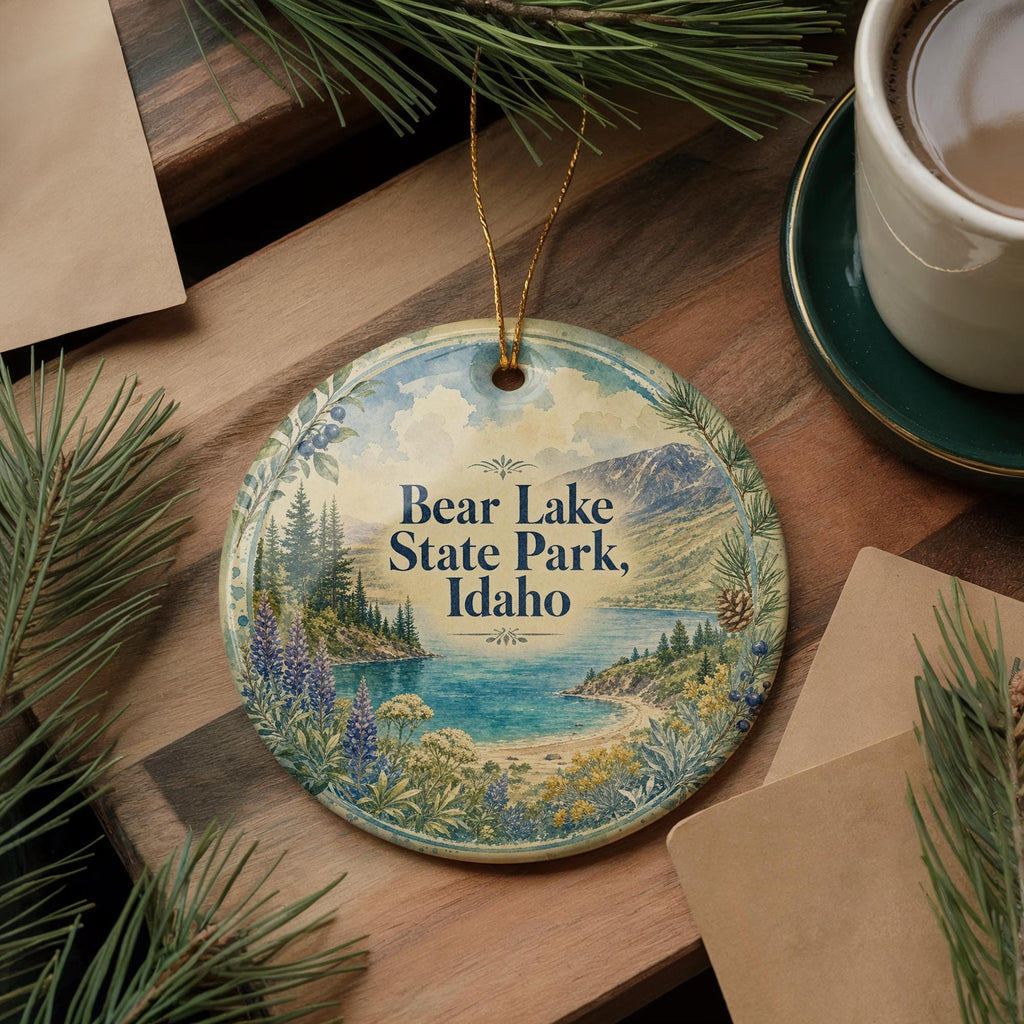 Bear Lake State Park Idaho Watercolor Ceramic Ornament, Scenic Idaho State Park Souvenir, Bear Lake Travel Keepsake Gift — photo 5