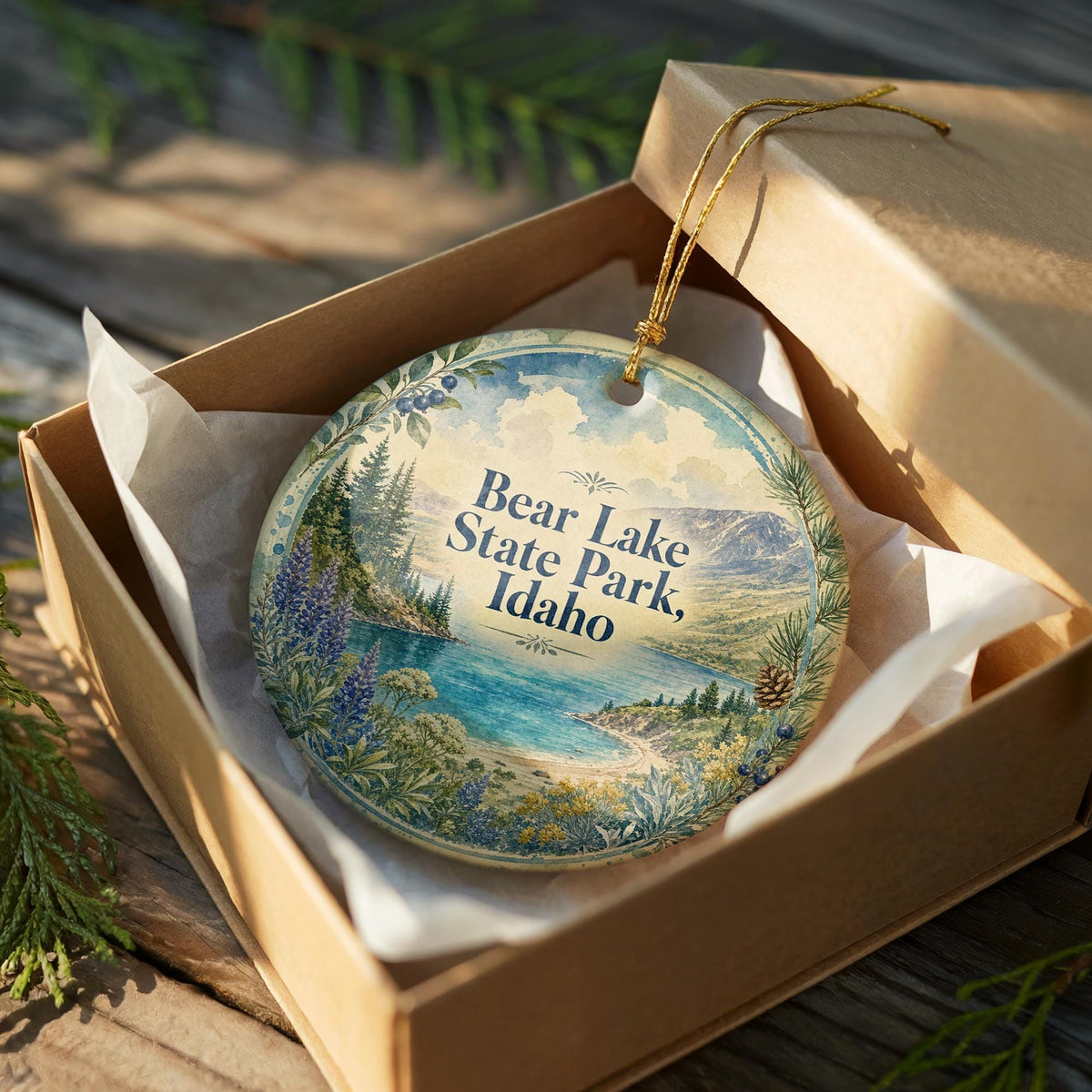 Bear Lake State Park Idaho Watercolor Ceramic Ornament, Scenic Idaho State Park Souvenir, Bear Lake Travel Keepsake Gift — photo 8