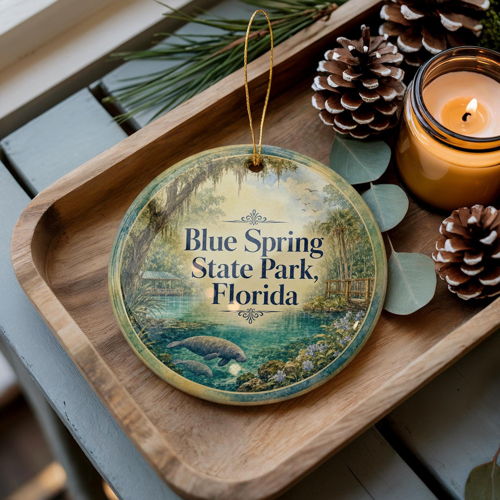 Blue Spring State Park Florida Watercolor Ceramic Ornament, State Park Souvenir, Florida Travel Keepsake, Nature Landmark Gift — photo 2