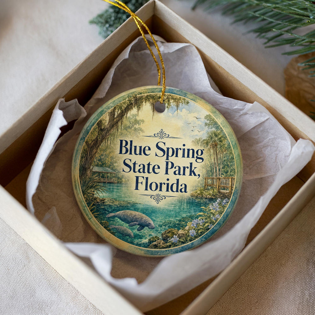 Blue Spring State Park Florida Watercolor Ceramic Ornament, State Park Souvenir, Florida Travel Keepsake, Nature Landmark Gift — photo 3