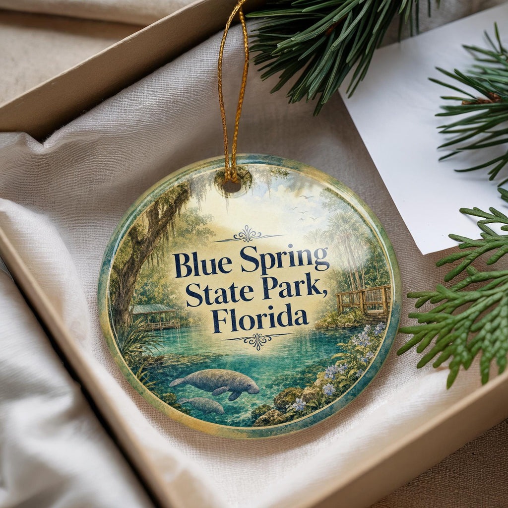 Blue Spring State Park Florida Watercolor Ceramic Ornament, State Park Souvenir, Florida Travel Keepsake, Nature Landmark Gift — photo 4