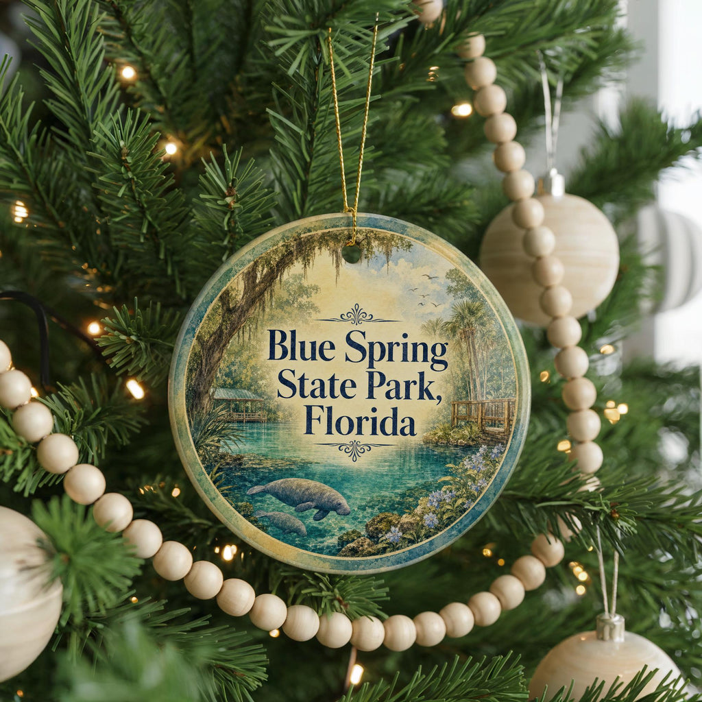 Blue Spring State Park Florida Watercolor Ceramic Ornament, State Park Souvenir, Florida Travel Keepsake, Nature Landmark Gift — photo 6