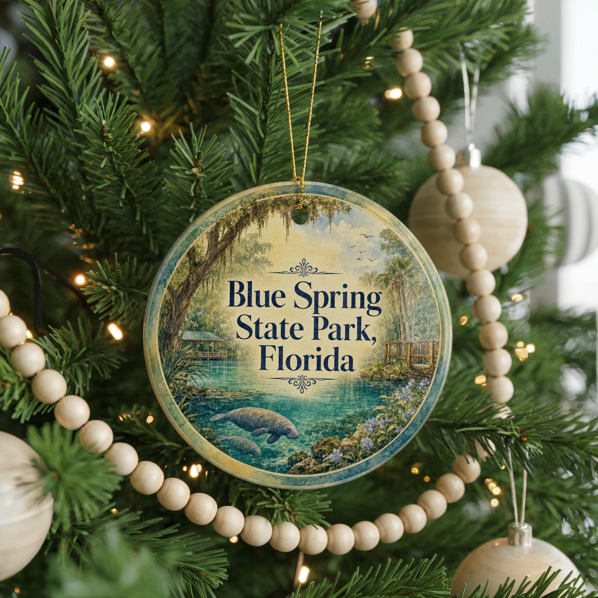 Blue Spring State Park Florida Watercolor Ceramic Ornament, State Park Souvenir, Florida Travel Keepsake, Nature Landmark Gift — photo 6