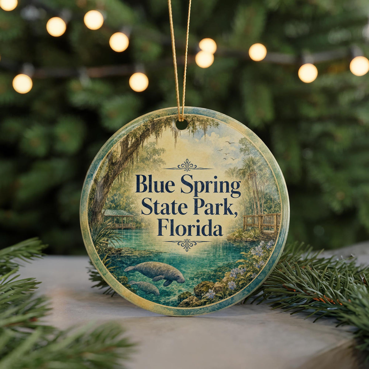 Blue Spring State Park Florida Watercolor Ceramic Ornament, State Park Souvenir, Florida Travel Keepsake, Nature Landmark Gift — photo 7