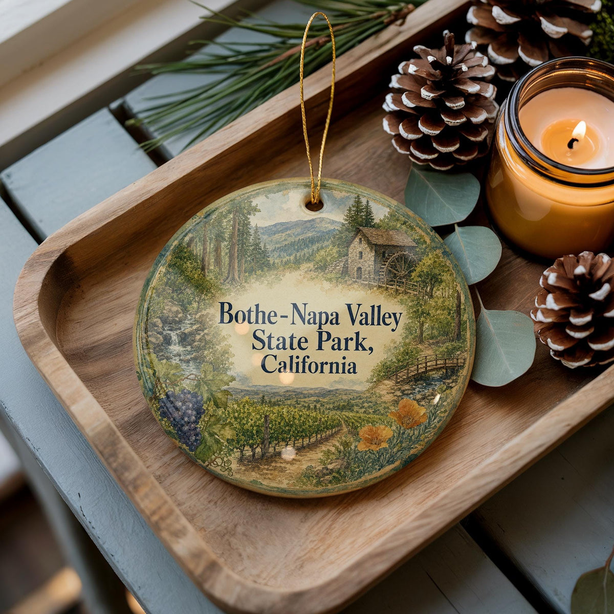 Watercolor Bothe-Napa Valley State Park California Ceramic Ornament, Napa Valley Souvenir Travel Keepsake Gift — photo 2