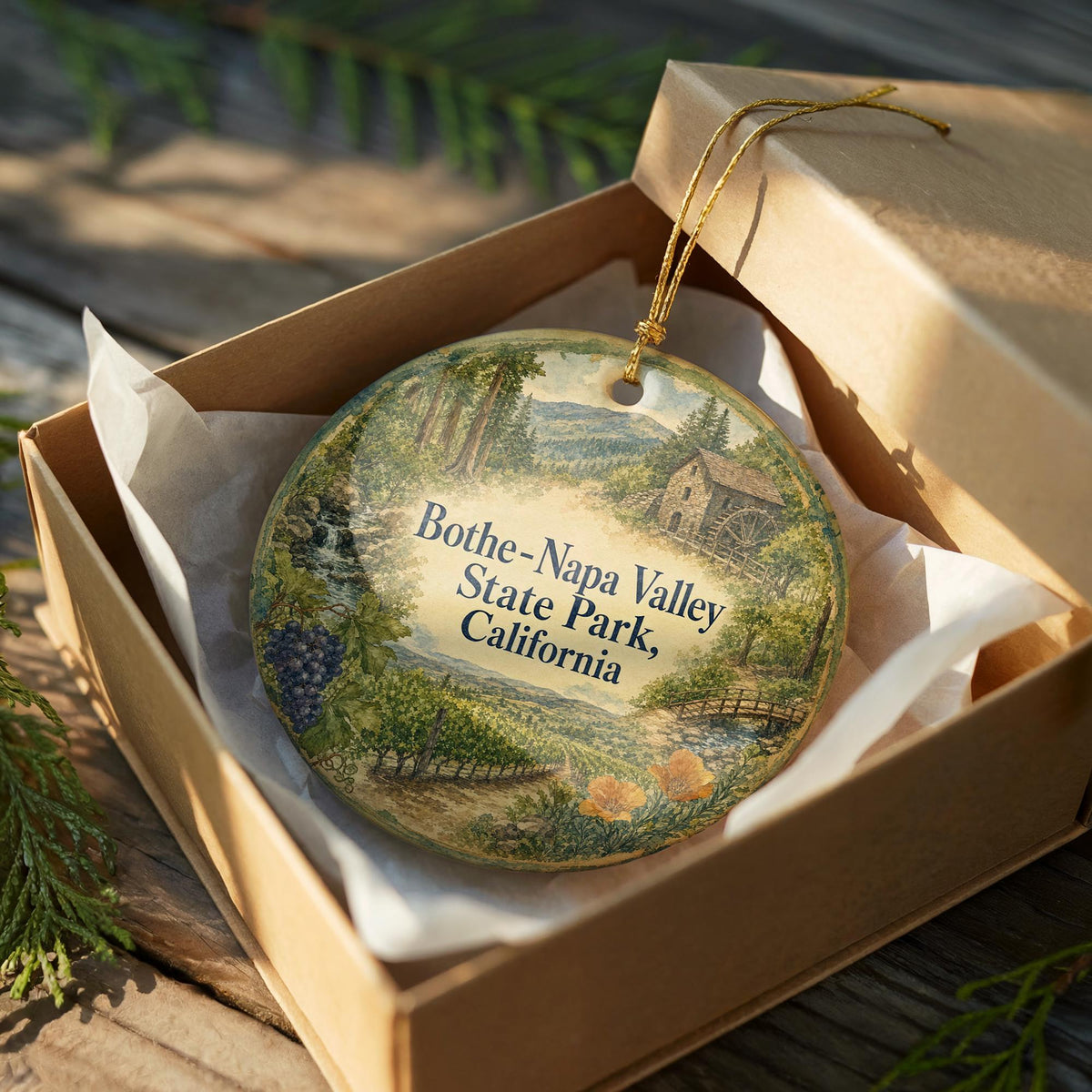 Watercolor Bothe-Napa Valley State Park California Ceramic Ornament, Napa Valley Souvenir Travel Keepsake Gift — photo 8