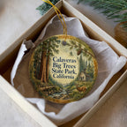 Watercolor Calaveras Big Trees State Park California Ceramic Ornament, Giant Sequoia Forest Travel Souvenir Gift — photo 2