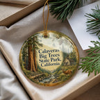 Watercolor Calaveras Big Trees State Park California Ceramic Ornament, Giant Sequoia Forest Travel Souvenir Gift — photo 4