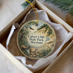 Calvert Cliffs State Park Maryland Watercolor Ceramic Ornament, Chesapeake Bay Coastal Nature Souvenir Gift, Travel Keepsake — photo 3