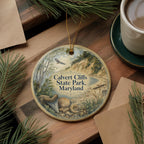 Calvert Cliffs State Park Maryland Watercolor Ceramic Ornament, Chesapeake Bay Coastal Nature Souvenir Gift, Travel Keepsake — photo 5