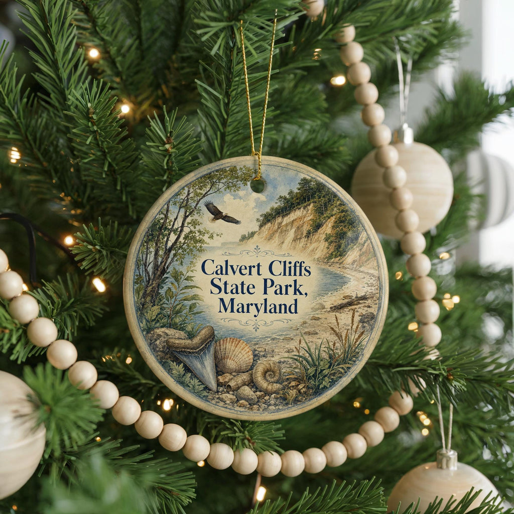 Calvert Cliffs State Park Maryland Watercolor Ceramic Ornament, Chesapeake Bay Coastal Nature Souvenir Gift, Travel Keepsake — photo 6