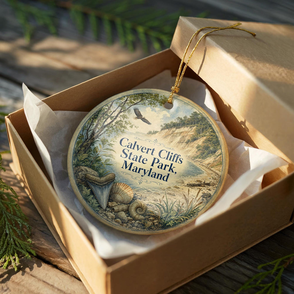Calvert Cliffs State Park Maryland Watercolor Ceramic Ornament, Chesapeake Bay Coastal Nature Souvenir Gift, Travel Keepsake — photo 8