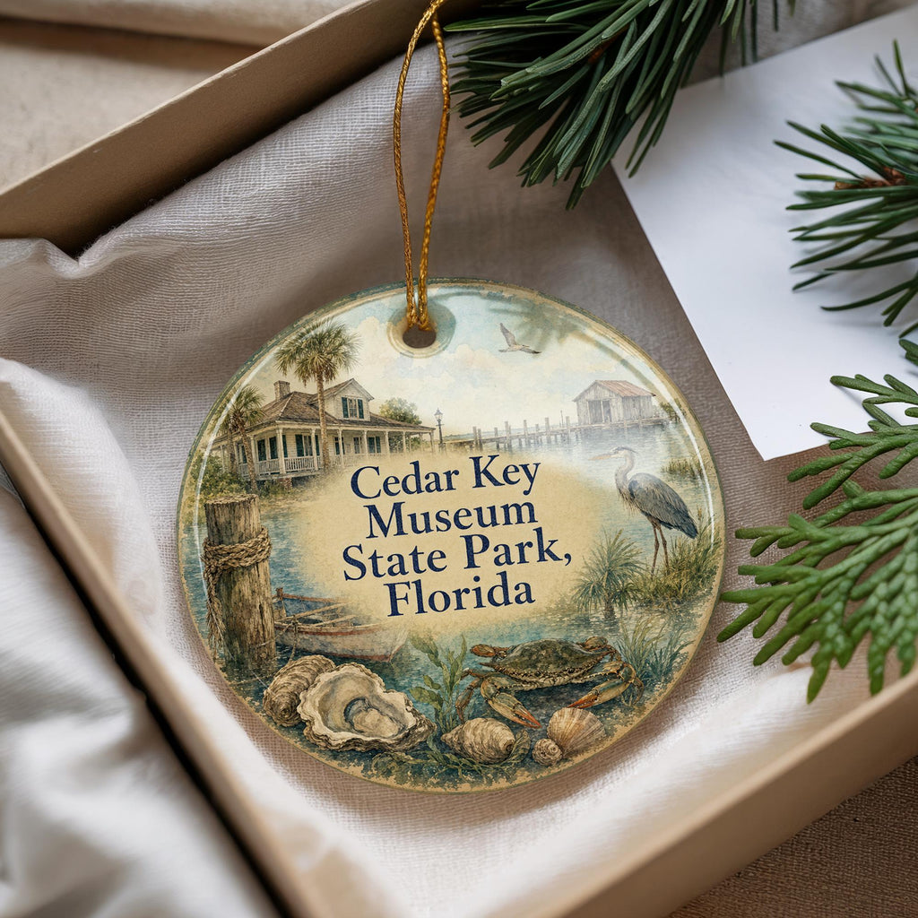 Cedar Key Museum State Park Florida Watercolor Ceramic Ornament, Cedar Key FL Souvenir, Coastal Florida Travel Gift — photo 4