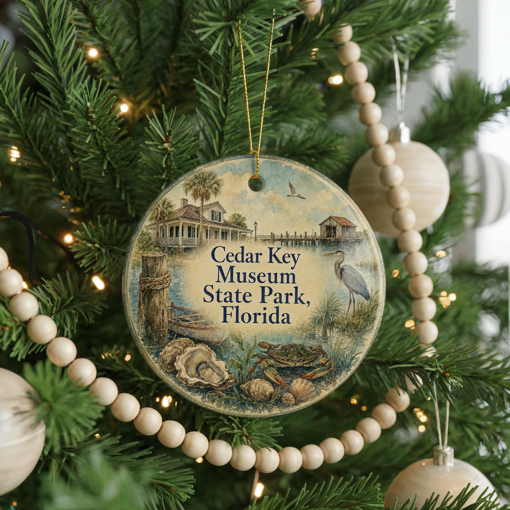 Cedar Key Museum State Park Florida Watercolor Ceramic Ornament, Cedar Key FL Souvenir, Coastal Florida Travel Gift — photo 6