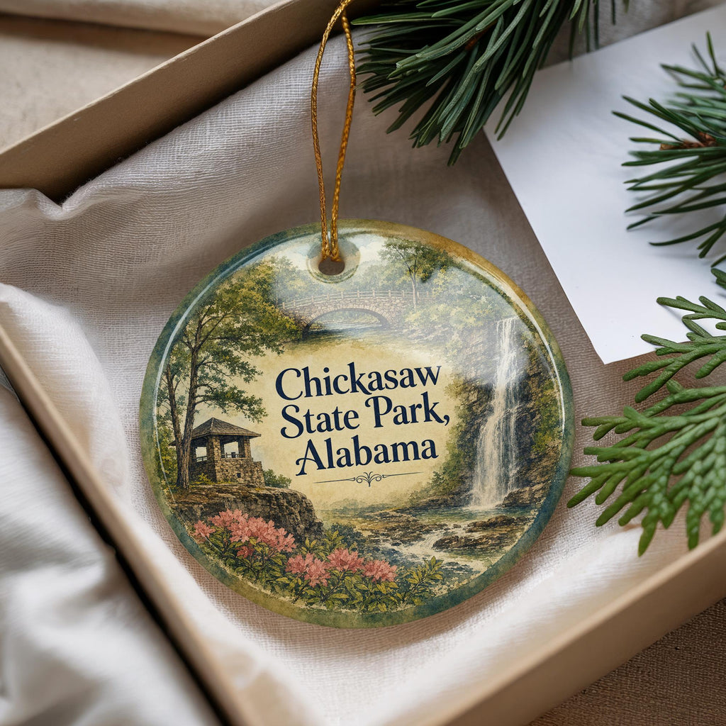 Watercolor Chickasaw State Park Alabama Ceramic Ornament, State Park Souvenir Keepsake, Travel Gift, Nature Landmark Decor — photo 4