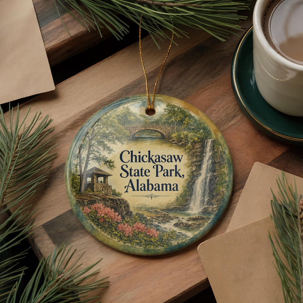 Watercolor Chickasaw State Park Alabama Ceramic Ornament, State Park Souvenir Keepsake, Travel Gift, Nature Landmark Decor — photo 5