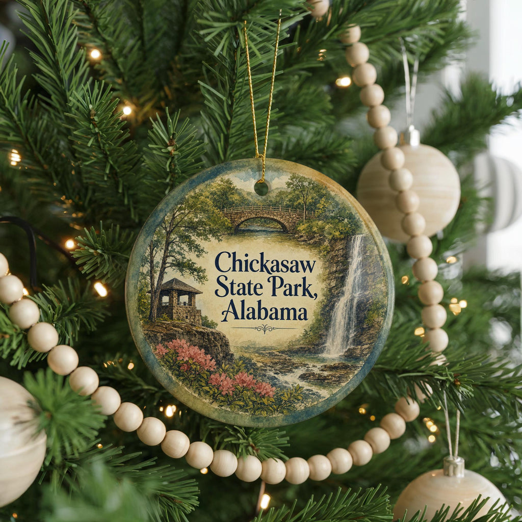 Watercolor Chickasaw State Park Alabama Ceramic Ornament, State Park Souvenir Keepsake, Travel Gift, Nature Landmark Decor — photo 6