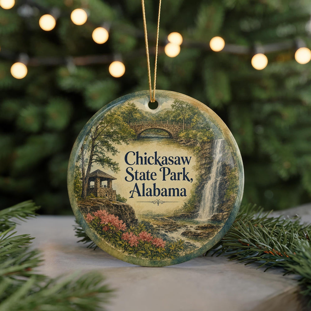 Watercolor Chickasaw State Park Alabama Ceramic Ornament, State Park Souvenir Keepsake, Travel Gift, Nature Landmark Decor — photo 7