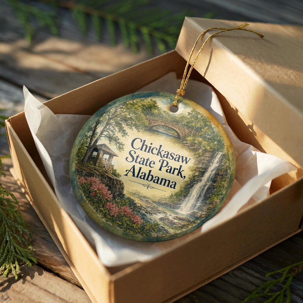 Watercolor Chickasaw State Park Alabama Ceramic Ornament, State Park Souvenir Keepsake, Travel Gift, Nature Landmark Decor — photo 8