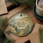 Charles Mears State Park Michigan Watercolor Ceramic Ornament, Ludington State Park Souvenir, Lake Michigan Vacation Keepsake — photo 5