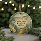 Charles Mears State Park Michigan Watercolor Ceramic Ornament, Ludington State Park Souvenir, Lake Michigan Vacation Keepsake — photo 7