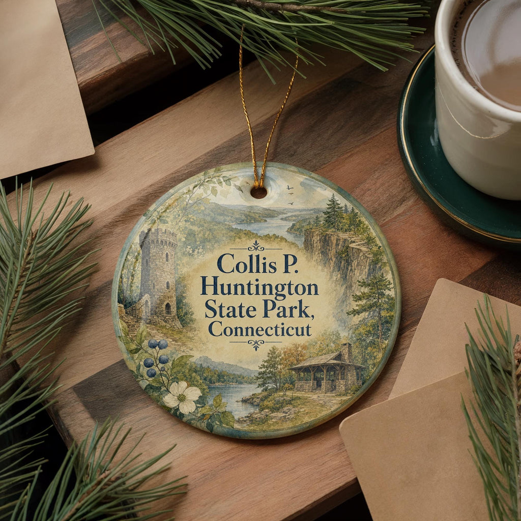 Watercolor Collis P Huntington State Park Connecticut Ceramic Ornament, State Park Souvenir, Connecticut Travel Gift — photo 5