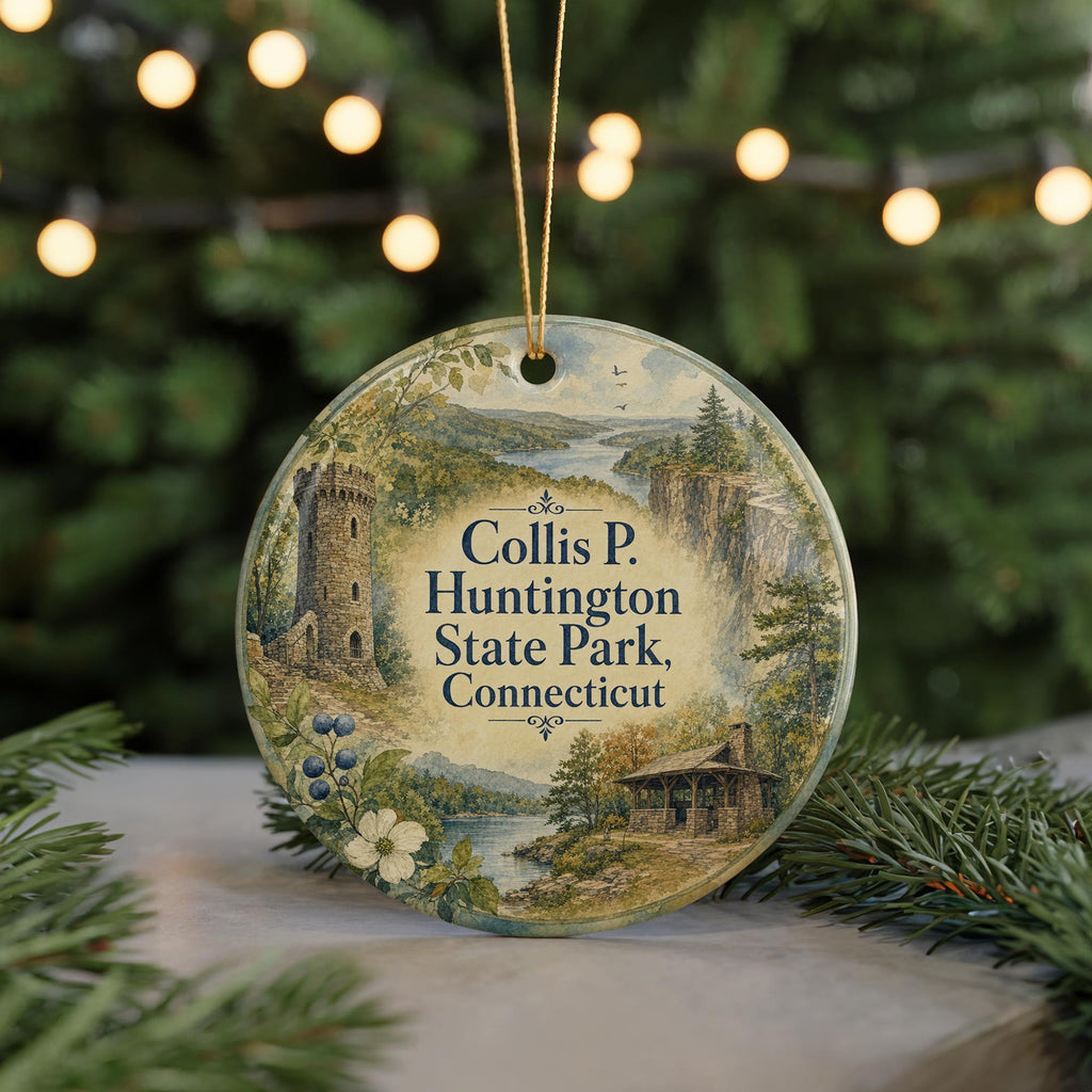 Watercolor Collis P Huntington State Park Connecticut Ceramic Ornament, State Park Souvenir, Connecticut Travel Gift — photo 7