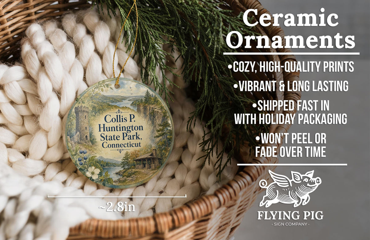 Watercolor Collis P Huntington State Park Connecticut Ceramic Ornament, State Park Souvenir, Connecticut Travel Gift — photo 9