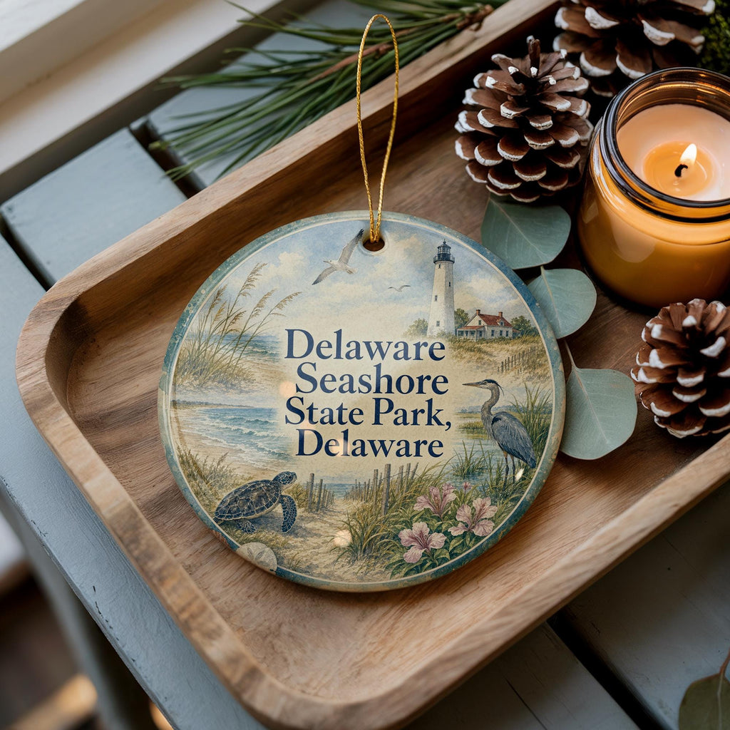 Delaware Seashore State Park Delaware Ceramic Ornament, Watercolor Coastal Beach Souvenir Gift, Delaware Travel Keepsake Decor — photo 1