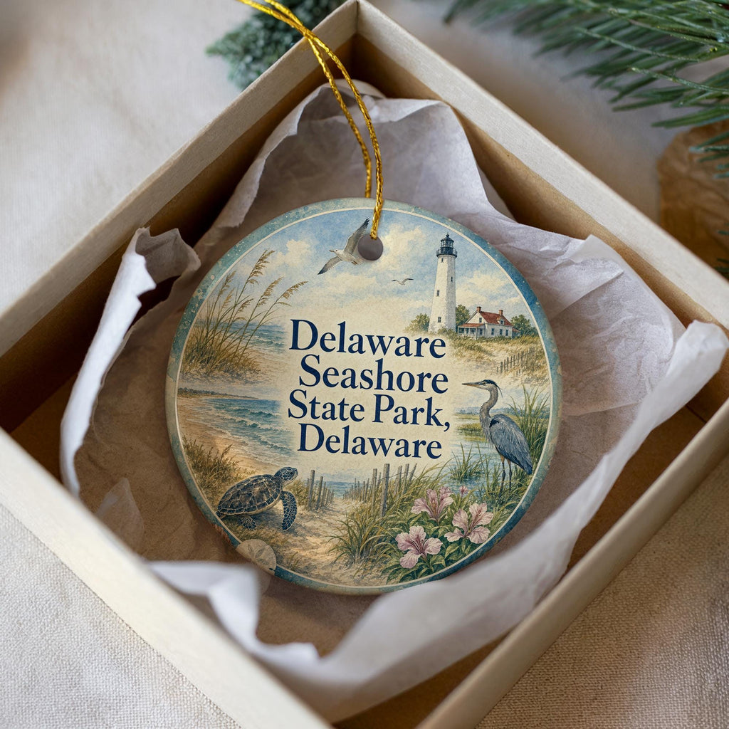 Delaware Seashore State Park Delaware Ceramic Ornament, Watercolor Coastal Beach Souvenir Gift, Delaware Travel Keepsake Decor — photo 2