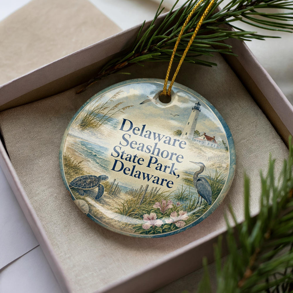 Delaware Seashore State Park Delaware Ceramic Ornament, Watercolor Coastal Beach Souvenir Gift, Delaware Travel Keepsake Decor — photo 3