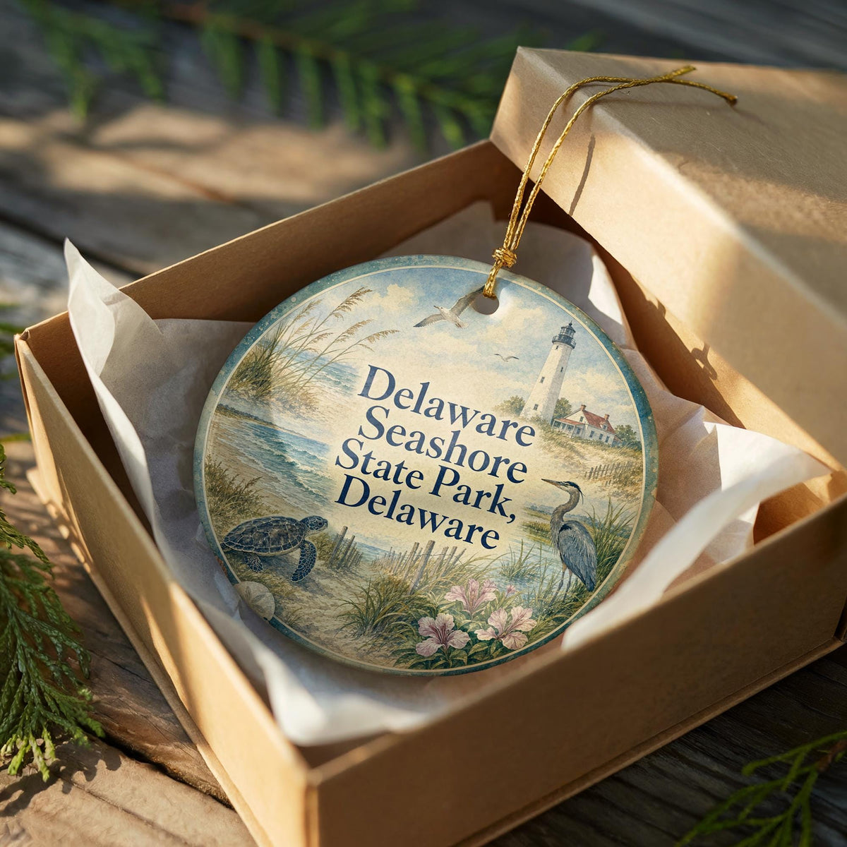 Delaware Seashore State Park Delaware Ceramic Ornament, Watercolor Coastal Beach Souvenir Gift, Delaware Travel Keepsake Decor — photo 8