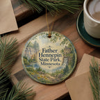 Watercolor Father Hennepin State Park Minnesota Ceramic Ornament, Isle Minnesota Souvenir, Travel Keepsake Gift, State Park Decor — photo 5
