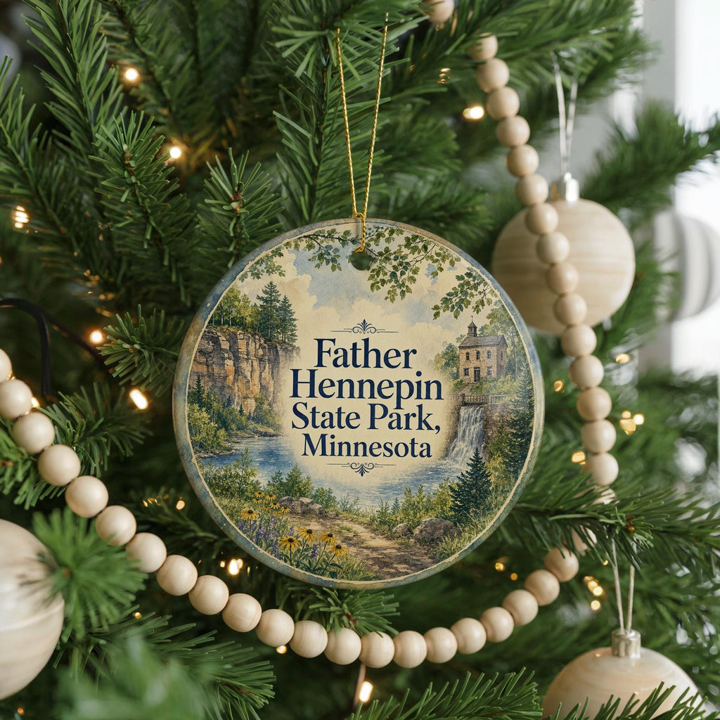 Watercolor Father Hennepin State Park Minnesota Ceramic Ornament, Isle Minnesota Souvenir, Travel Keepsake Gift, State Park Decor — photo 6