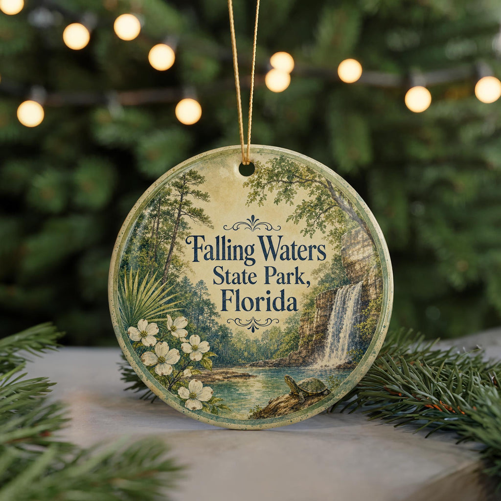 Falling Waters State Park Florida Watercolor Ceramic Ornament, Waterfall Nature Travel Souvenir Keepsake Gift — photo 7