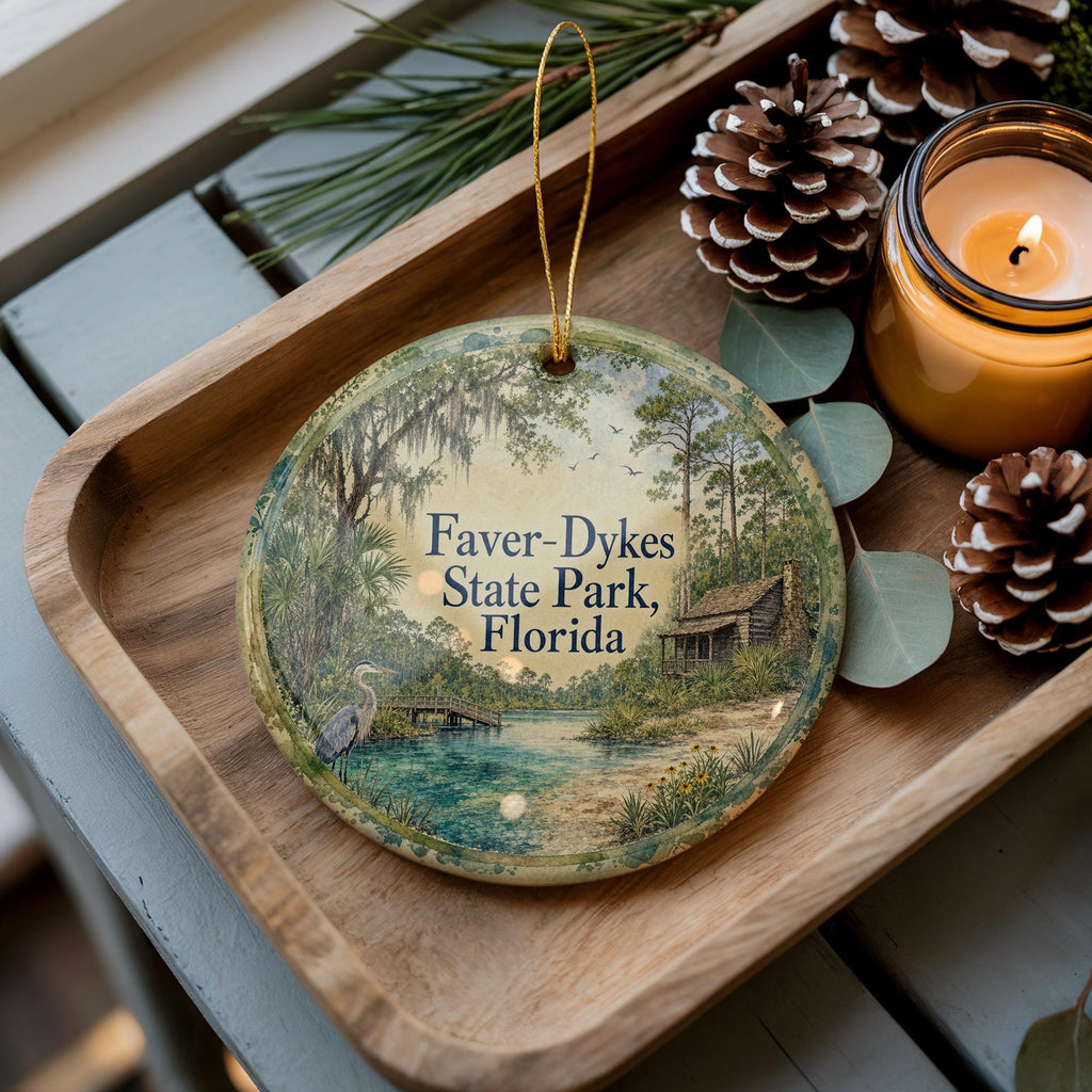 Faver-Dykes State Park Florida Ceramic Ornament, Watercolor Park Landscape Souvenir, Nature Travel Keepsake Decoration — photo 3