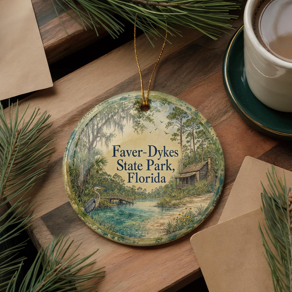 Faver-Dykes State Park Florida Ceramic Ornament, Watercolor Park Landscape Souvenir, Nature Travel Keepsake Decoration — photo 5