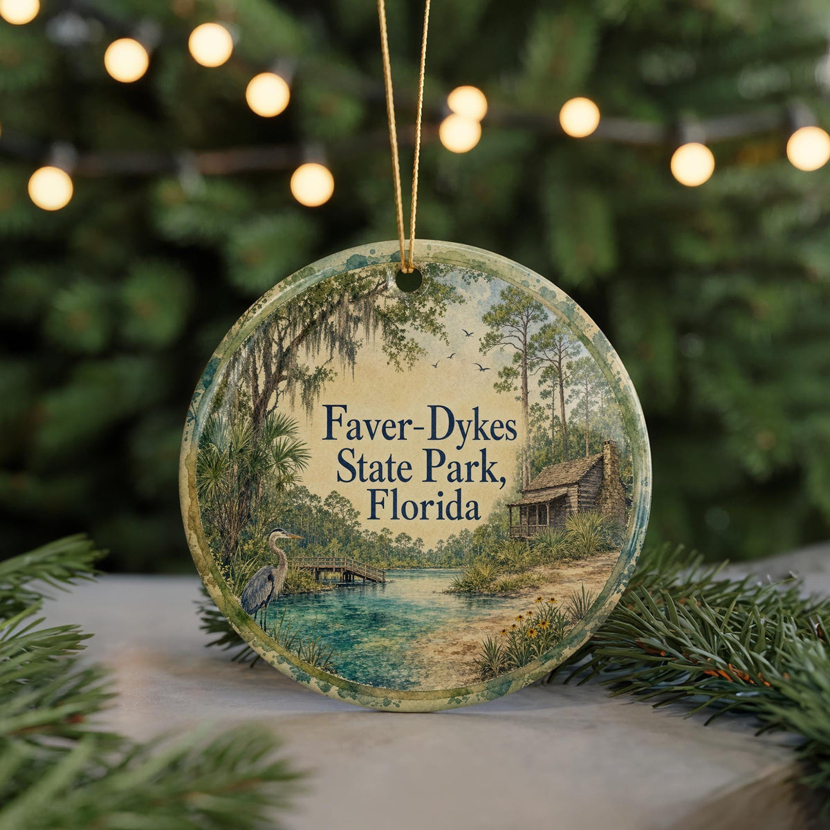 Faver-Dykes State Park Florida Ceramic Ornament, Watercolor Park Landscape Souvenir, Nature Travel Keepsake Decoration — photo 7