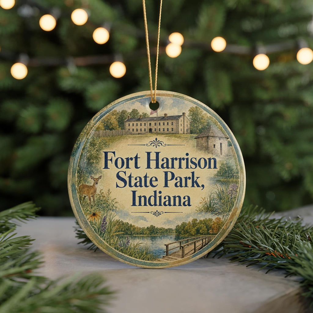 Fort Harrison State Park Indiana Watercolor Ceramic Ornament, Indiana State Park Souvenir, Nature Landscape Keepsake Gift — photo 7