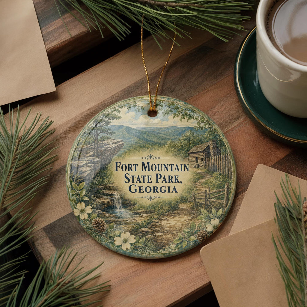 Watercolor Fort Mountain State Park Georgia Ceramic Ornament, Georgia State Park Souvenir, Outdoor Nature Travel Keepsake Gift — photo 5