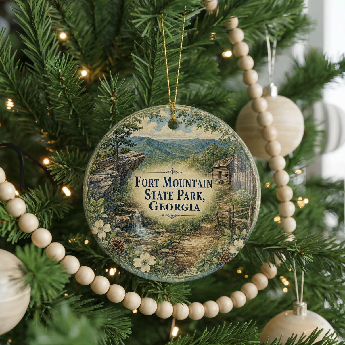 Watercolor Fort Mountain State Park Georgia Ceramic Ornament, Georgia State Park Souvenir, Outdoor Nature Travel Keepsake Gift — photo 6