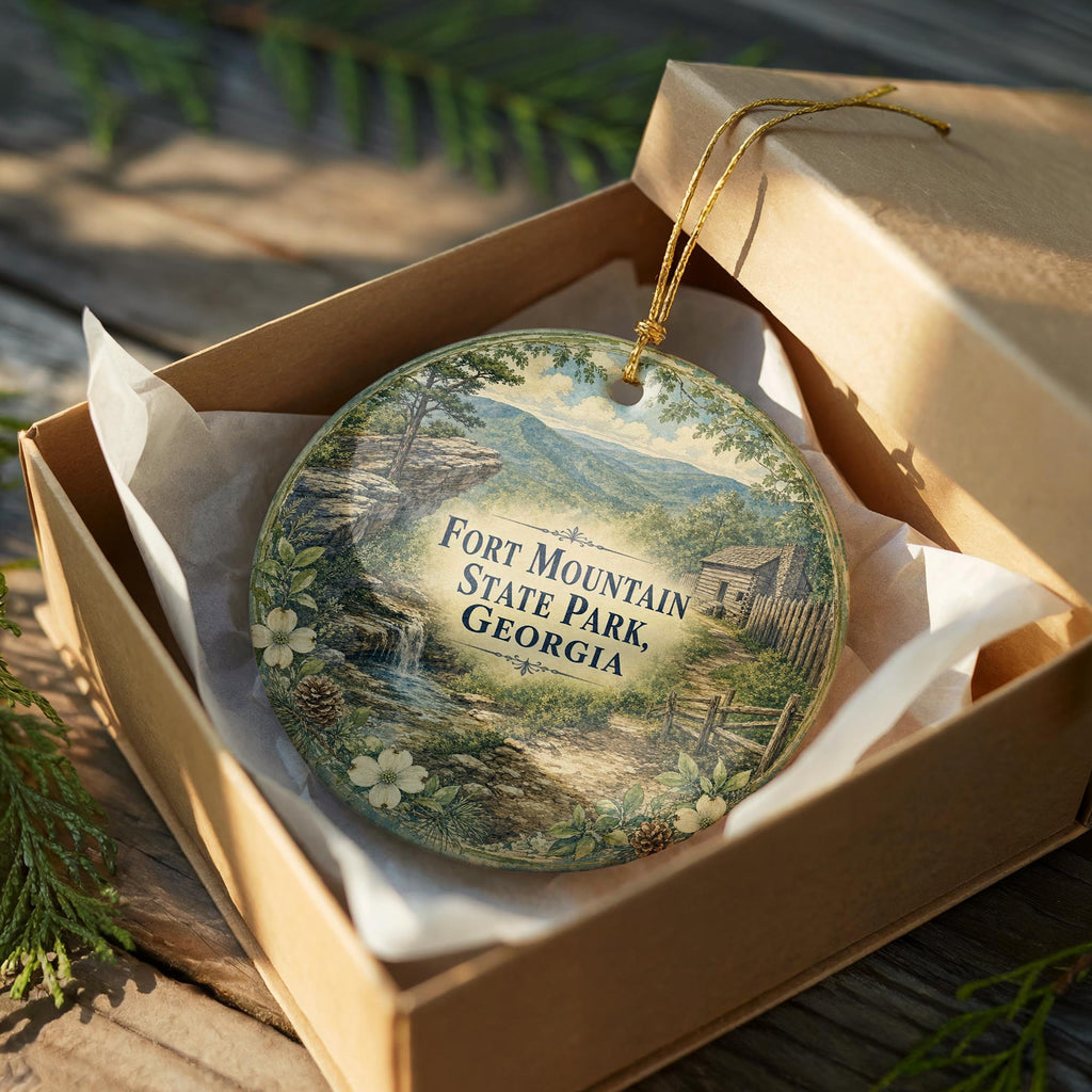 Watercolor Fort Mountain State Park Georgia Ceramic Ornament, Georgia State Park Souvenir, Outdoor Nature Travel Keepsake Gift — photo 8