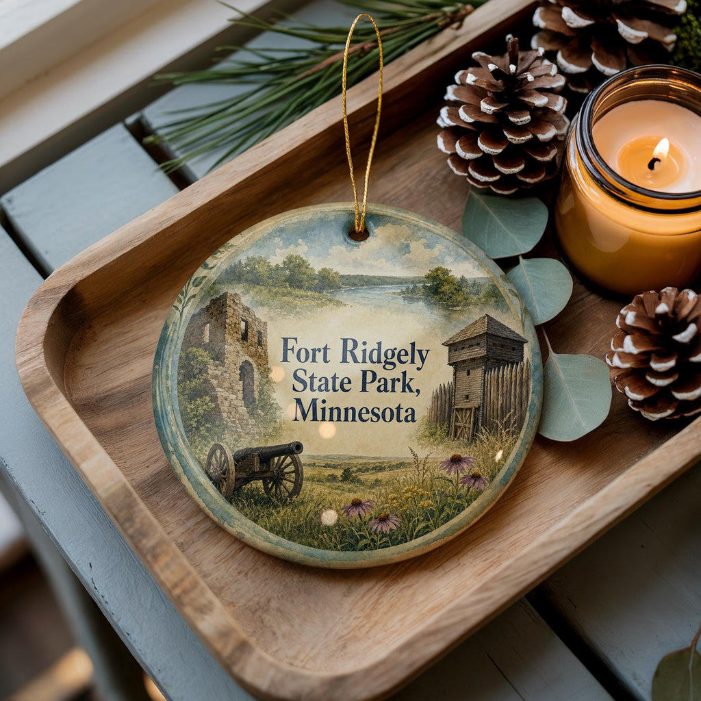 Fort Ridgely State Park Minnesota Watercolor Ceramic Ornament, Fort Ridgely Historic Site Souvenir Holiday Tree Decoration — photo 2