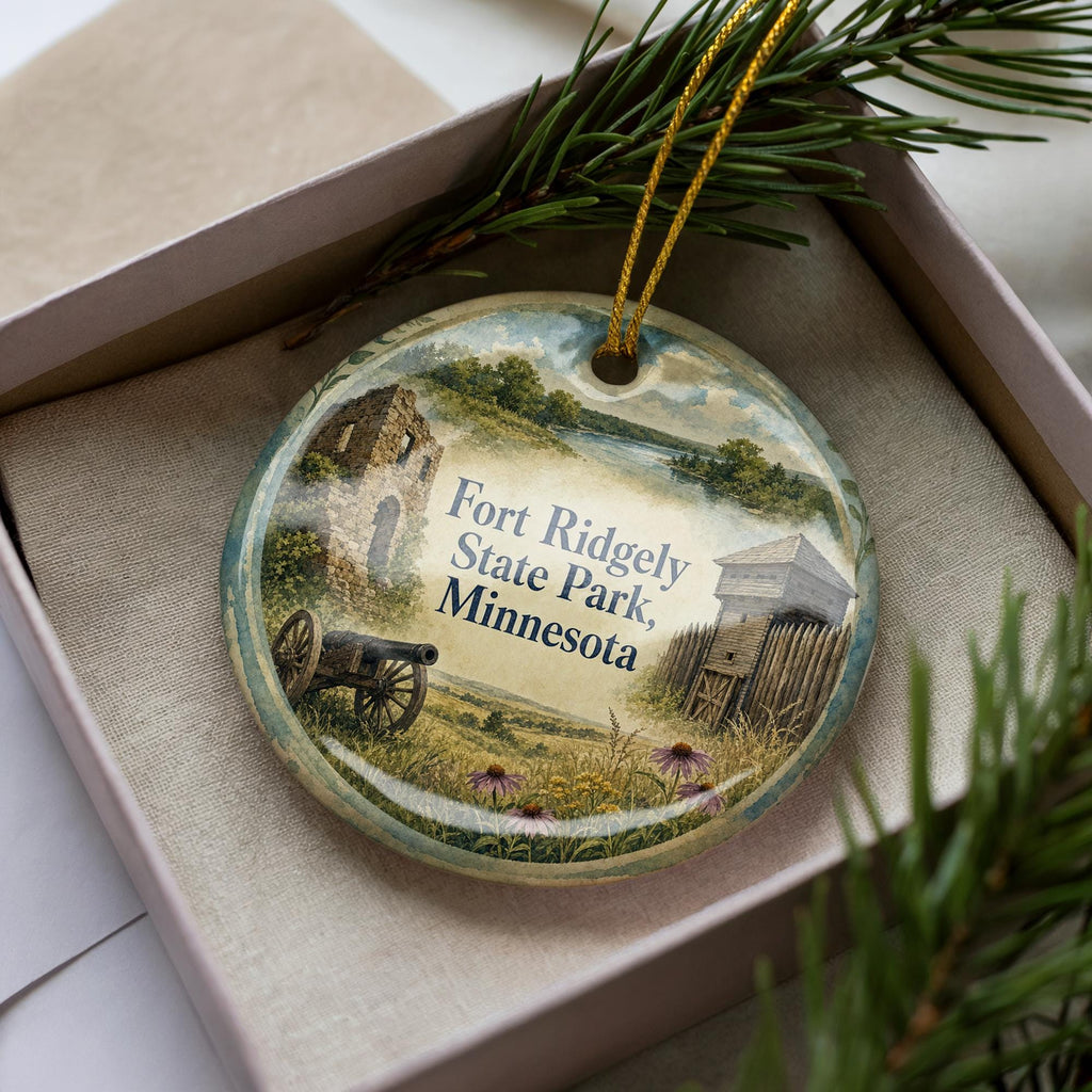 Fort Ridgely State Park Minnesota Watercolor Ceramic Ornament, Fort Ridgely Historic Site Souvenir Holiday Tree Decoration — photo 3