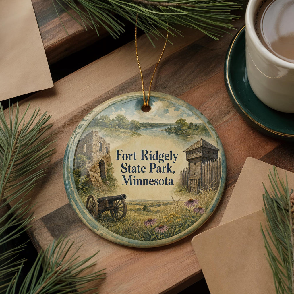 Fort Ridgely State Park Minnesota Watercolor Ceramic Ornament, Fort Ridgely Historic Site Souvenir Holiday Tree Decoration — photo 5