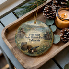 Fort Ross State Historic Park California Watercolor Ceramic Ornament, Sonoma Coast Landmark Souvenir Gift, Travel Keepsake Decoration — photo 2